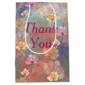 Dank u Abstracte Verf en Bloemen Medium Cadeauzakje (Voorkant)