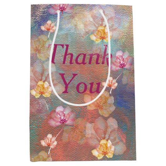Dank u Abstracte Verf en Bloemen Medium Cadeauzakje (Voorkant)