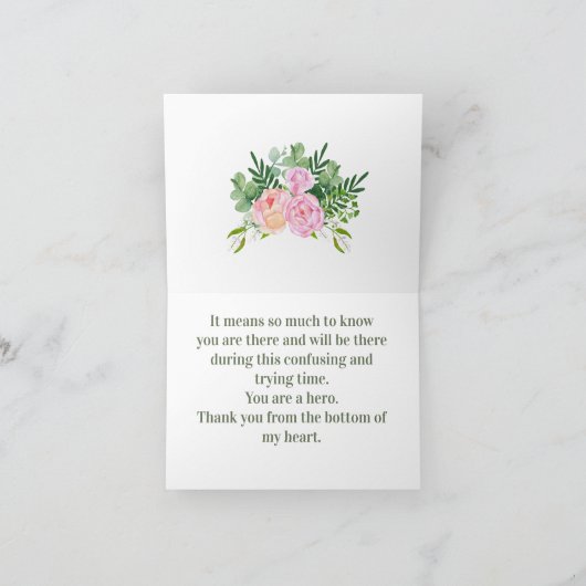 Dank u, ademhalingstherapeut,  Roos swag Bedankkaart (Binnen)