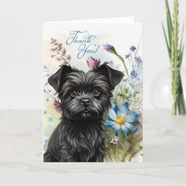 Dank u Affenpinscher Hond Wildflower Tuin Blan Bedankkaart