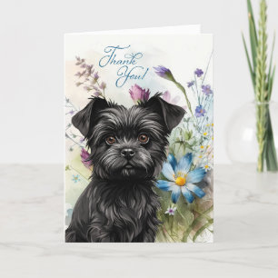 Dank u Affenpinscher Hond Wildflower Tuin Blan Bedankkaart