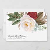 Dank u Afkomst Rood Wit Bloemen Memorial Bedankkaart (Achterkant)