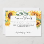 Dank u Afkomst Zonnebloem Bloemen Memorial Bedankkaart (Voorkant)