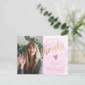 Dank U Afstudeer Modern Roze Foto Goud  Briefkaart (Staand voorkant)
