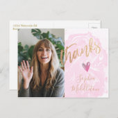 Dank U Afstudeer Modern Roze Foto Goud  Briefkaart (Voorkant / Achterkant)
