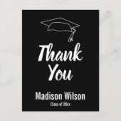 Dank u Afstudeerder naam zwart-wit Afstuderen Aankondigingskaart (Voorkant)