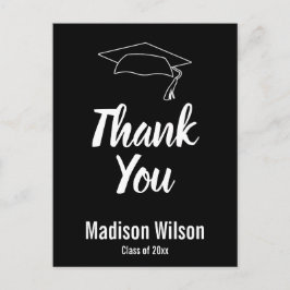 Dank u Afstudeerder naam zwart-wit Afstuderen Aankondigingskaart