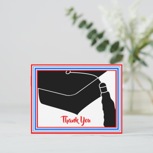 Dank u Afstudeerder Pet Rood Wit en Blauw Briefkaart (Staand voorkant)