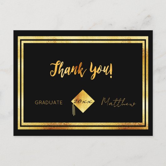 Dank u afstuderen 2022 zwart goud briefkaart (Voorkant)