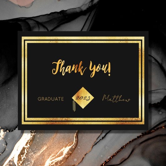 Dank u afstuderen 2023 zwart goud briefkaart