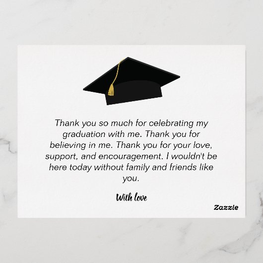 Dank u Afstuderen Folie Feestdagen Briefkaart (Achterkant)