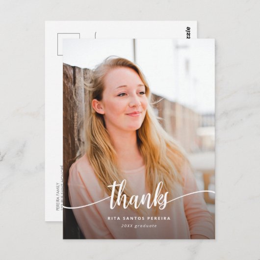 Dank u Afstuderen Moderne Foto Afstuderen Bedankt Briefkaart (Voorkant / Achterkant)