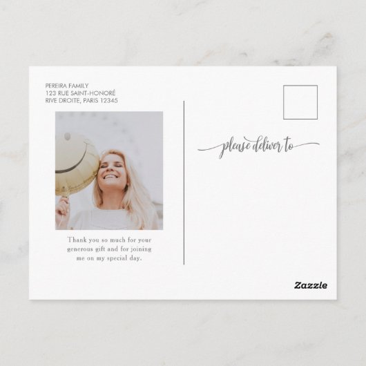 Dank u Afstuderen Moderne Foto Afstuderen Bedankt Briefkaart (Achterkant)