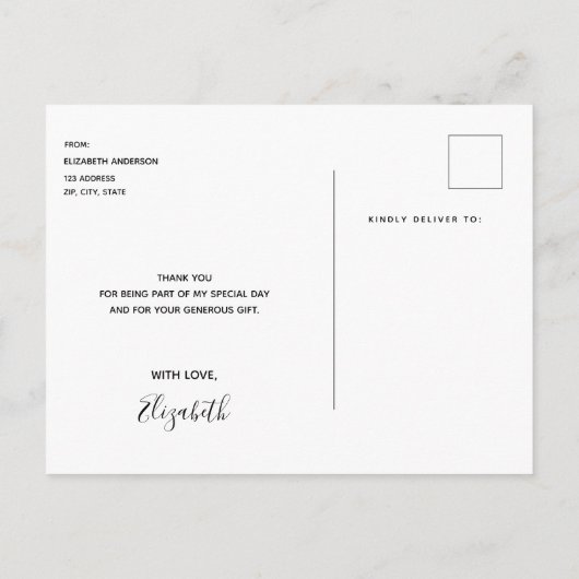 Dank u afstuderen paarse goud briefkaart (Achterkant)