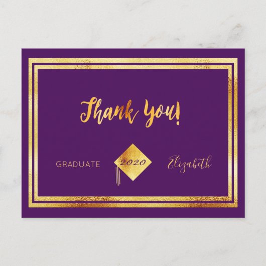 Dank u afstuderen paarse goud briefkaart (Voorkant)