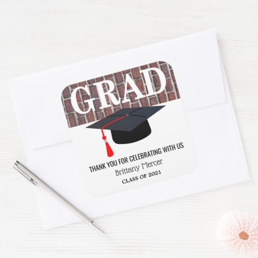 Dank u Afstuderen Vierkante Sticker (Envelop)