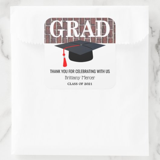 Dank u Afstuderen Vierkante Sticker (Tas)