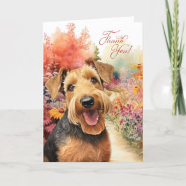 Dank u Airedale Terrier Dog Wildflower Garden Bedankkaart