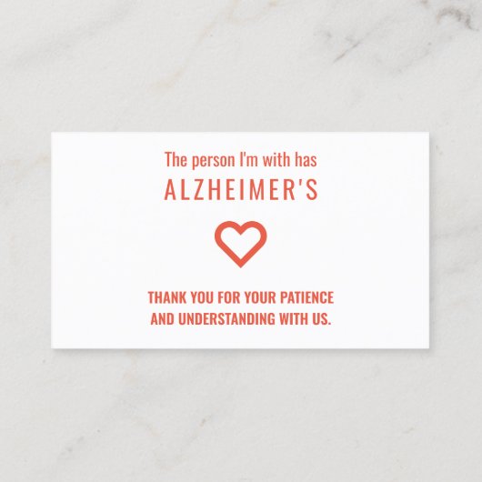 dank u alzheimers geduld hand uit kaarten visitekaartje (Achterkant)