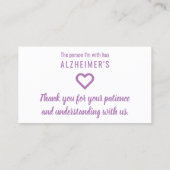 dank u alzheimers geduld hand uit kaarten visitekaartje (Achterkant)