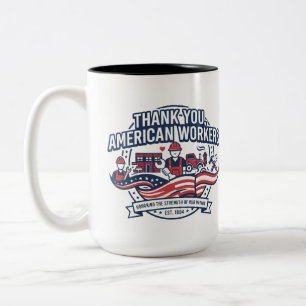 Dank U Amerikaanse Arbeiders Dag van de Arbeid Tweekleurige Koffiemok