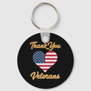 Dank u Amerikaanse Vlag Hart Veteraan Patriot Sleutelhanger