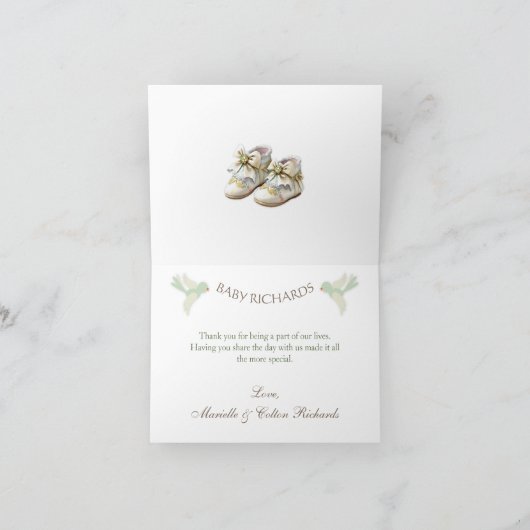 Dank u Antiek Carriage Green Gingham Rozen Bedankkaart (Binnen)