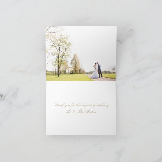 Dank u Antiek Goud Wit Foto Bedankkaart (Binnen)