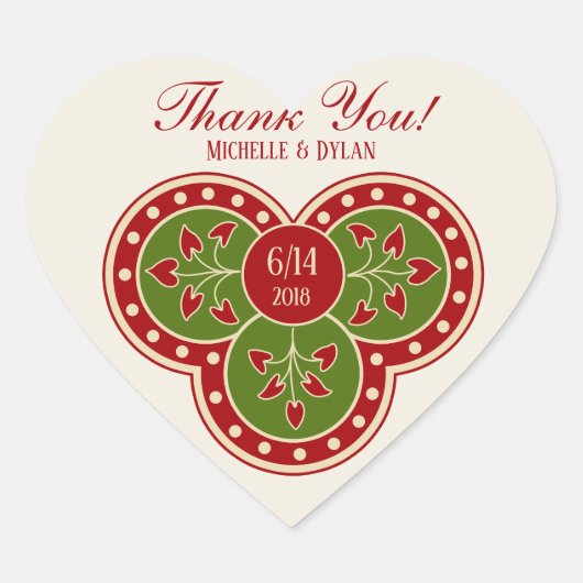 Dank u Antiek Victoriaans bloemsierplant CC1017 Hart Sticker (Voorkant)