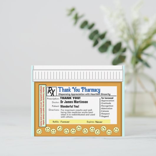 Dank u apotheek briefkaart (Staand voorkant)