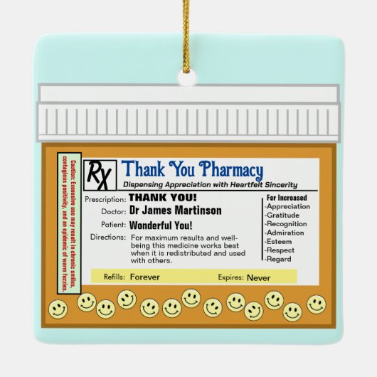 Dank u apotheek keramisch ornament (Achterkant)