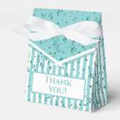 Dank u - Aqua/White Simple Stripes Patroon Bedankdoosjes (Voorkant Zijde)