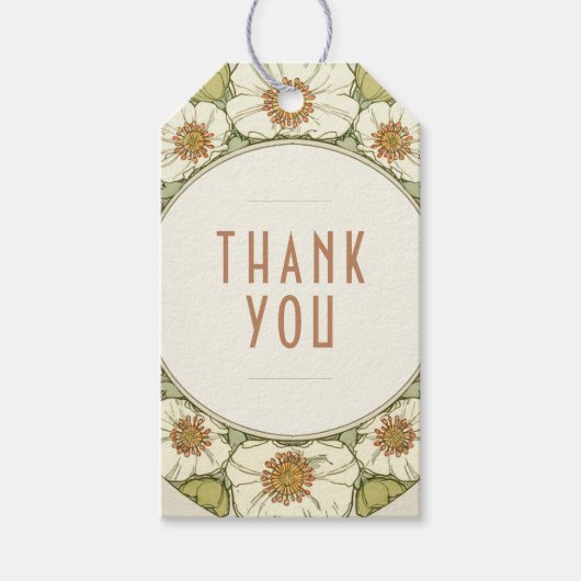 Dank u  Art Nouveau Mucha Cadeaulabel (Voorkant)