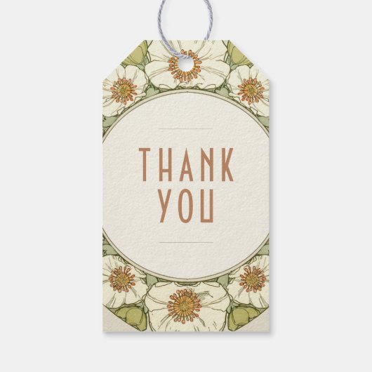 Dank u  Art Nouveau Mucha Cadeaulabel (Achterkant)