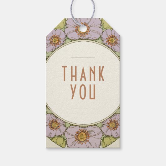 Dank u  Art Nouveau Mucha Gift Labels Cadeaulabel (Voorkant)