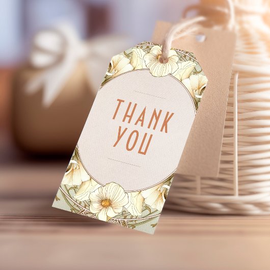 Dank u  Art Nouveau Mucha Gift Labels Cadeaulabel