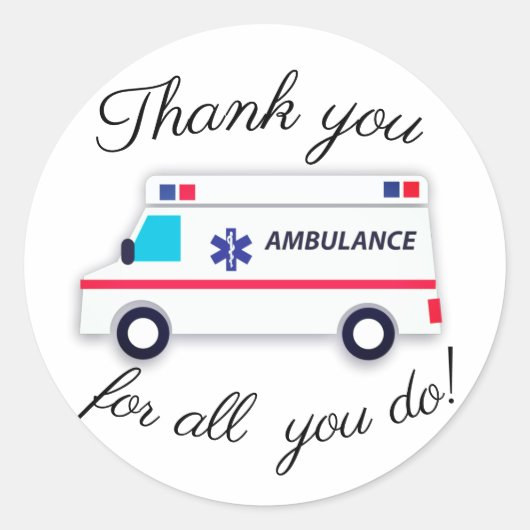 Dank u artsen verpleegkundigen medische ambulance ronde sticker (Voorkant)