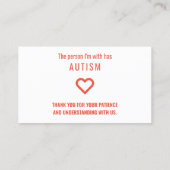 dank u autisme geduld hand uit kaarten visitekaartje (Achterkant)