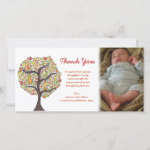Dank u Autumn Bird Tree Nieuwe Baby Gift Photocard Bedankkaart (Voorkant)
