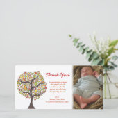 Dank u Autumn Bird Tree Nieuwe Baby Gift Photocard Bedankkaart (Staand voorkant)