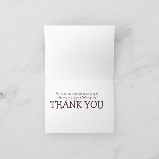 Dank u Avocado Baby shower, Party Avocado Bedankkaart (Binnen)