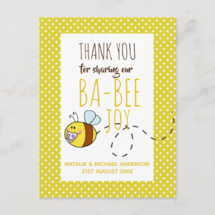 Dank u BA-BEE Baby shower Yellow Polkadot Briefkaart