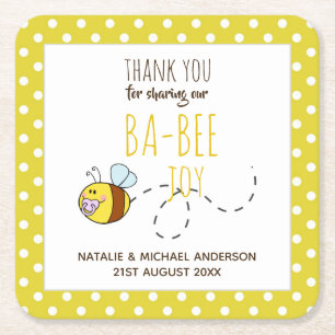 Dank u BA-BEE Baby shower Yellow Polkadot Kartonnen Onderzetters