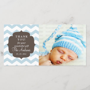 Dank u, Baby Blue Chevron Zigzag Stripes Bedankkaart