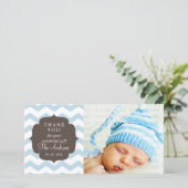 Dank u, Baby Blue Chevron Zigzag Stripes Bedankkaart (Staand voorkant)