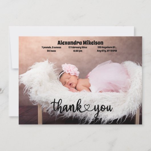 Dank u Baby Geboorte Aankondiging (Voorkant)