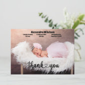 Dank u Baby Geboorte Aankondiging (Staand voorkant)