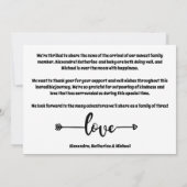 Dank u Baby Geboorte Aankondiging (Achterkant)