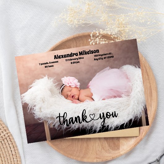 Dank u Baby Geboorte Aankondiging