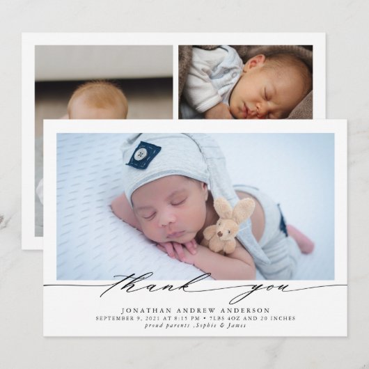 Dank u Baby Geboorte Foto Collage Aankondiging (Voorkant / Achterkant)
